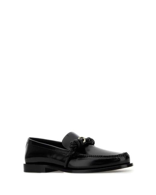 Jil Sander Black Leather Tangle Loafers