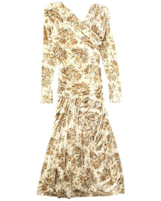 Ganni Natural Long Dress With Print