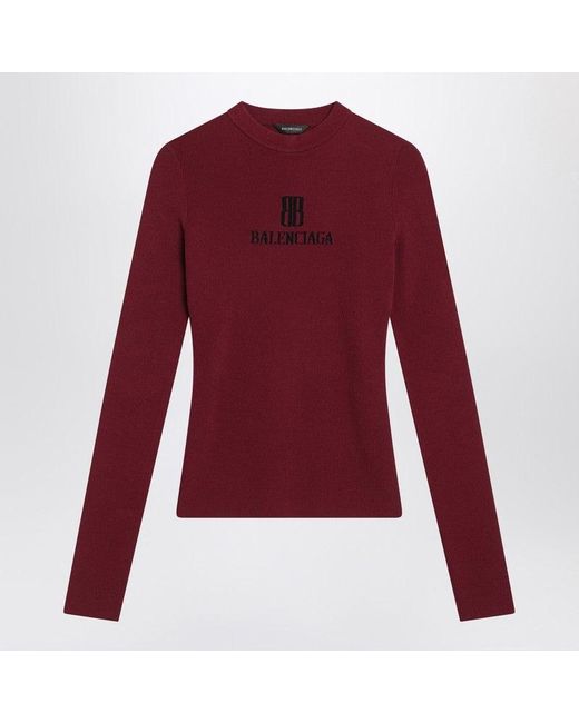Balenciaga Purple Ribbed Burgundy Nano Bb Sweater
