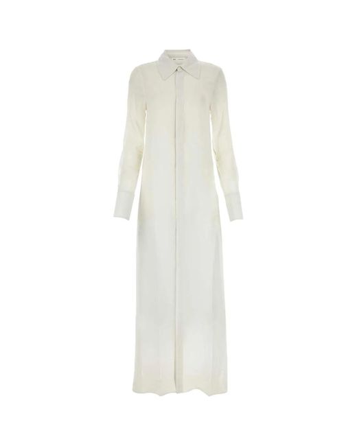 AMI White Chalk Crepe Shirt Dress