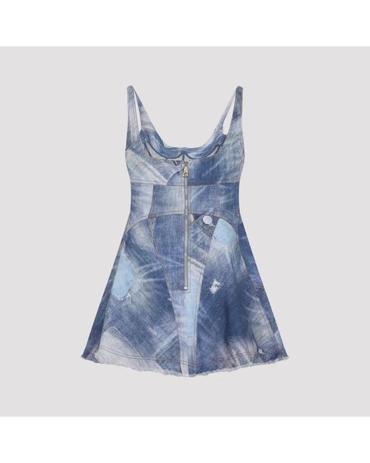 Roberto Cavalli Blue Cotton Mini Dress