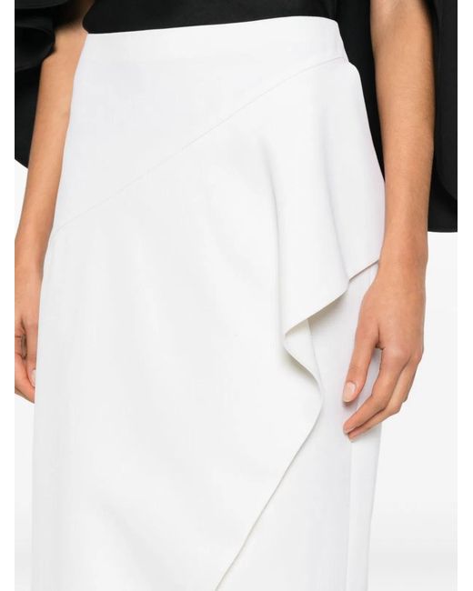 Khaite White Jaia Wool Skirt