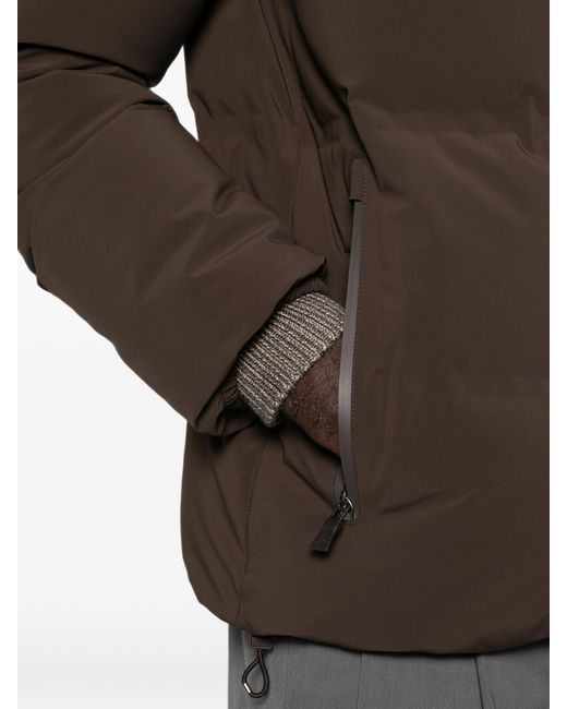 Herno Brown Quilted Press-Stud Jacket for men