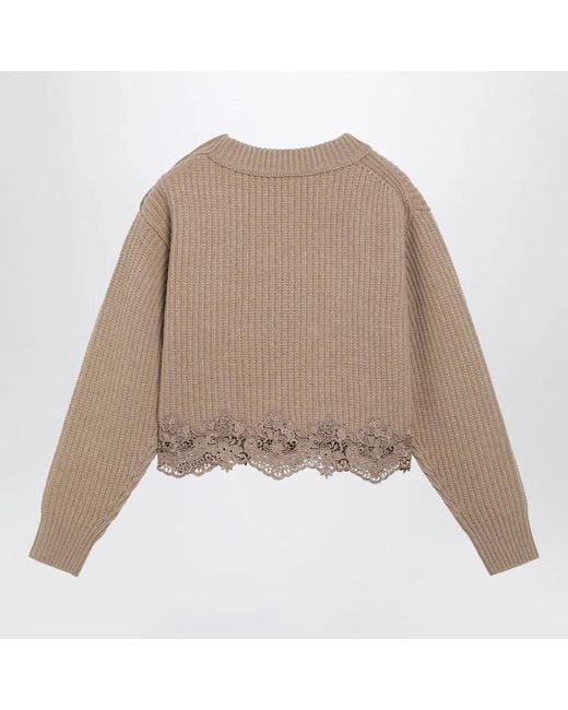 Chloé Natural Cropped Turtleneck Sweater