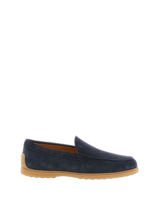 Tod's Blue Suede Leather Slipper Moccasin for men