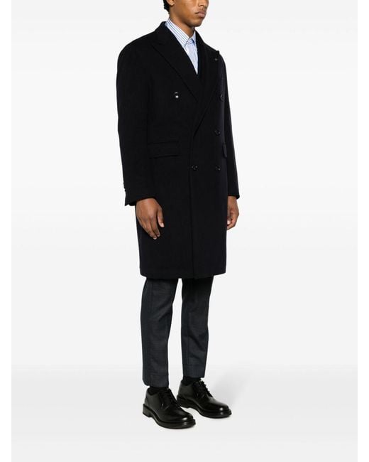 Tagliatore Blue Virgin Wool Coat for men