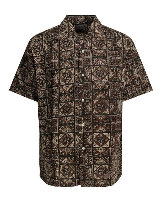 Beams Plus Brown "Block Print" Casual Shirt for men