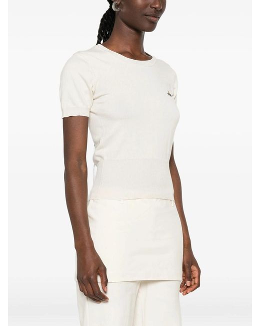 Vivienne Westwood Natural Bea Orb-Embroidered Short-Sleeve Top