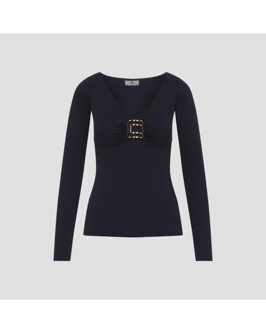 Elisabetta Franchi Blue Blu Notte Viscose Top