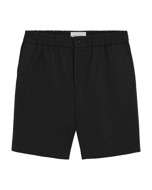AMI Black Elasticated Waist Shorts for men