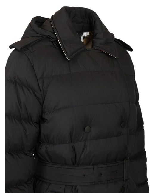 Burberry Black Belted Quilted Long Coat