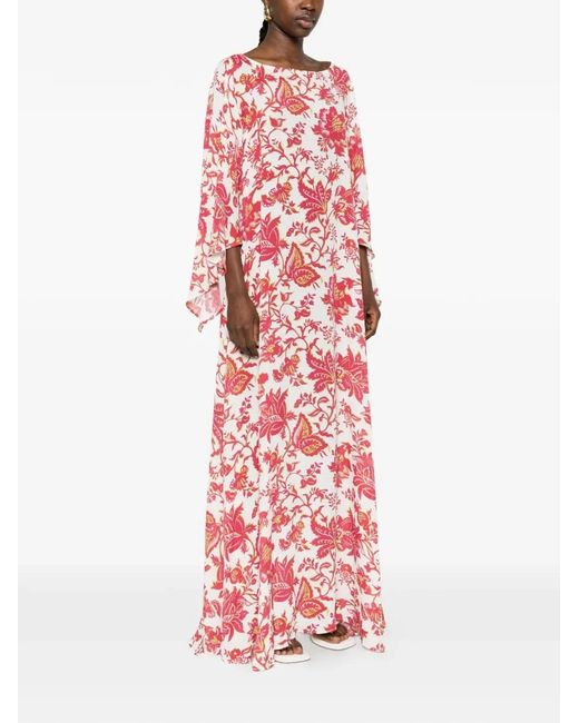 Etro Red Floral-Print Maxi Dress