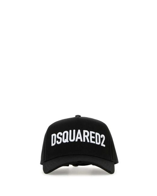 DSquared² Black Cotton Baseball Cap for men