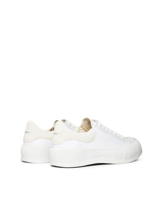 McQueen White Deck Plimsoll Lace Up Sneakers