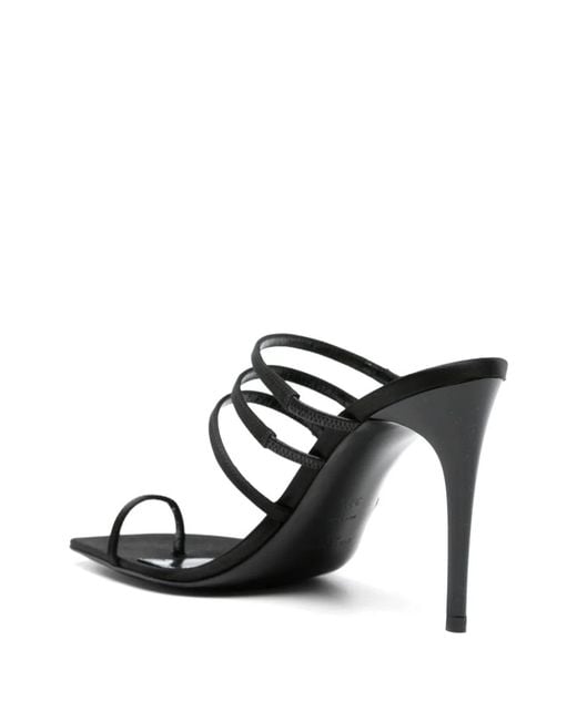 Saint Laurent Black Satin Heel Mules