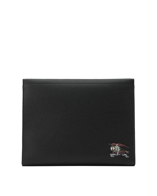 Burberry Black Leather Clutch Bag With Ekd for men