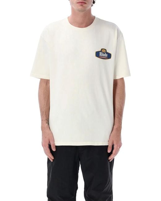 Rhude White Racing Crest T-Shirt for men