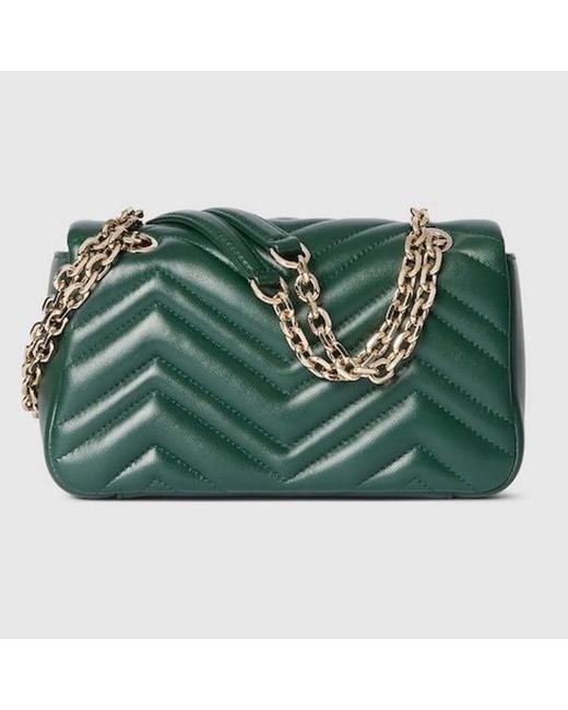 Gucci Black Dark Nappa Leather Small Gg Marmont Shoulder Bag