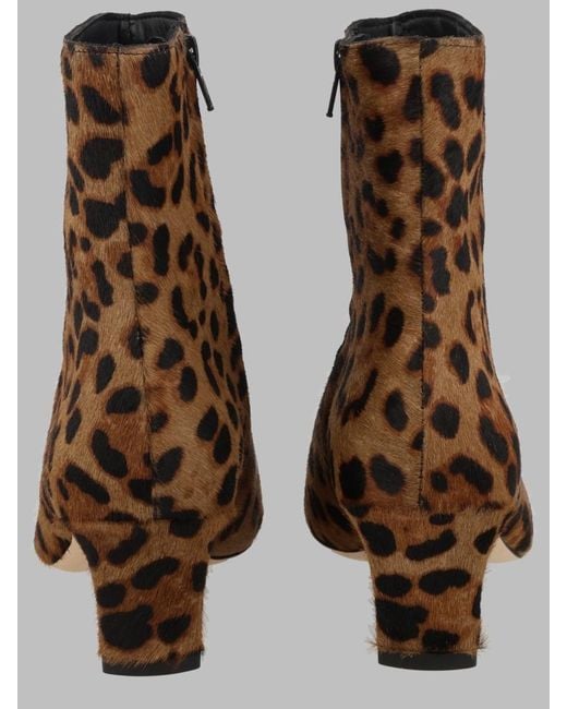 Staud Brown Leopard-Print Calf Hair Ankle Boots