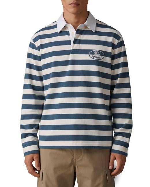 Burberry Blue Knight Stamp Rugby Shirt for men