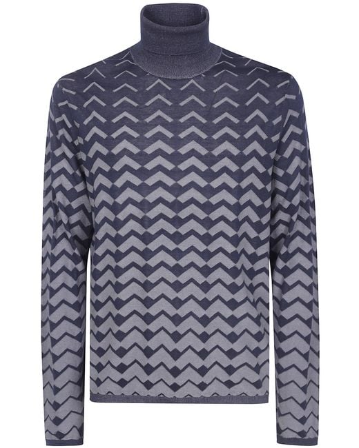 Emporio Armani Blue Turtle Neck Sweater for men
