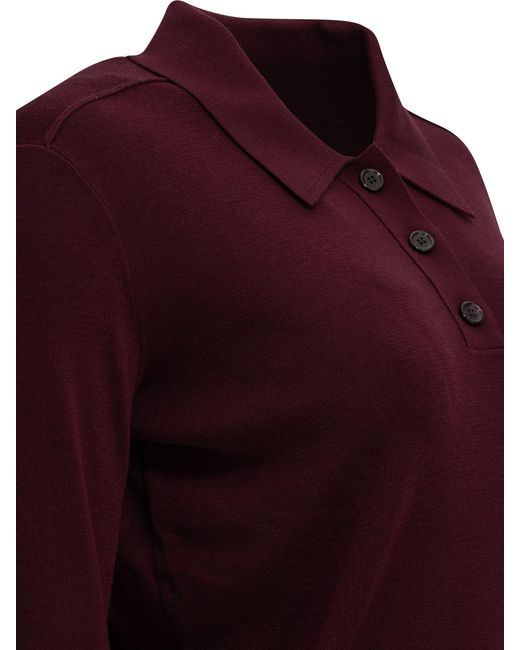 Burberry Red Wool Polo Sweater
