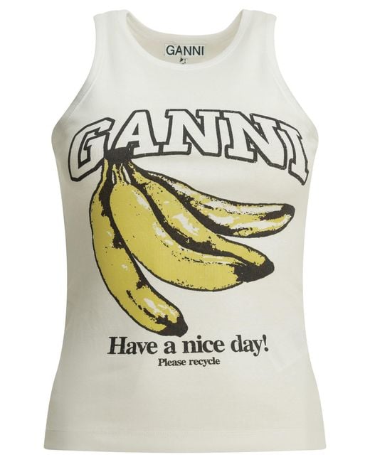 Ganni Gray Cotton Rib Tank Top
