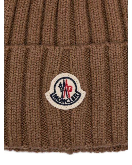 Moncler Brown Pon Pon Wool Beanie