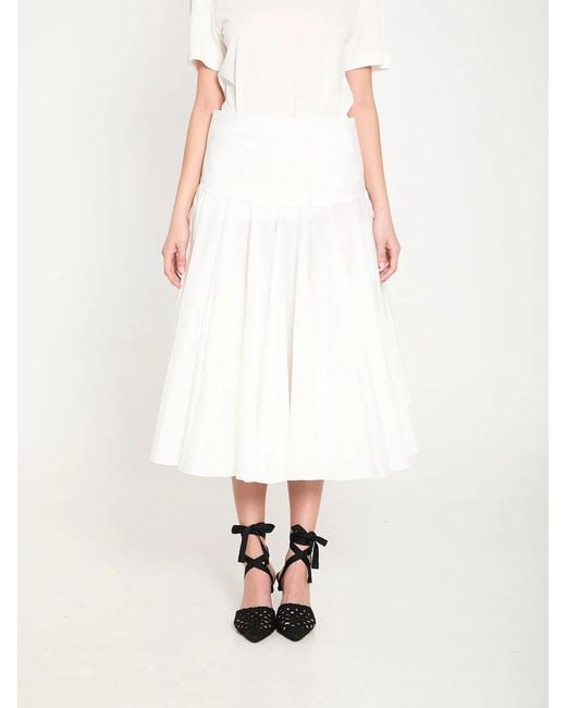 Jacquemus White Draped Midi Skirt With Godet