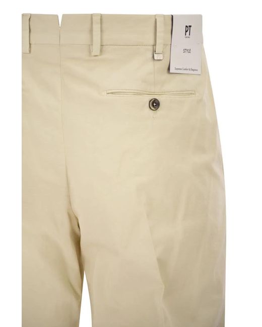 PT Torino Natural Stretch Cotton Tailored Trousers for men