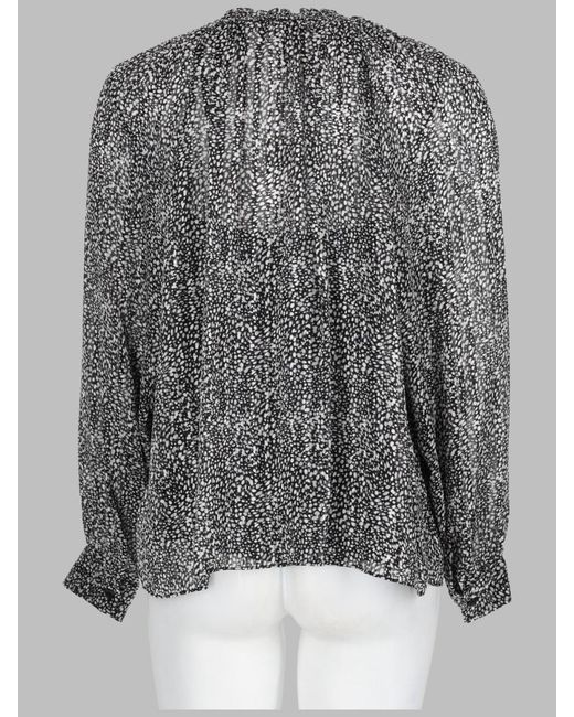 MICHAEL Michael Kors Gray Printed Tie-Neck Blouse