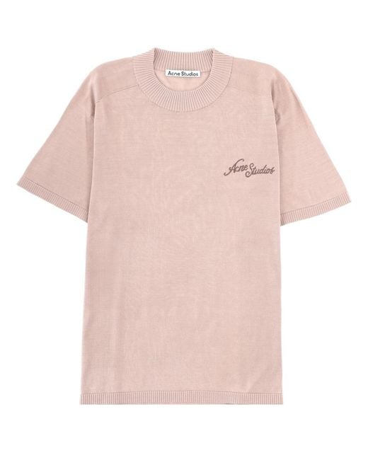 Acne Pink T-Shirt With Logo for men