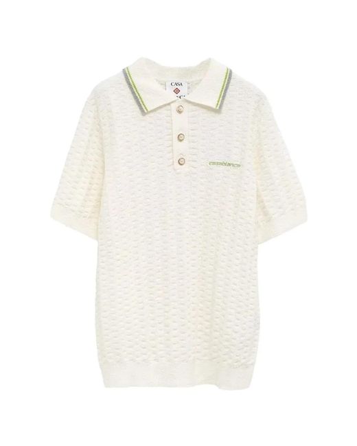 Casablanca White "Tennis Boucle" Polo Shirt for men