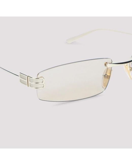 Balenciaga White Tone Rectangle Frame Sunglasses