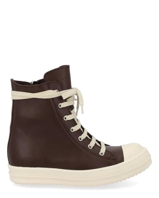 Rick Owens Brown Multicolour Leather Sneaker