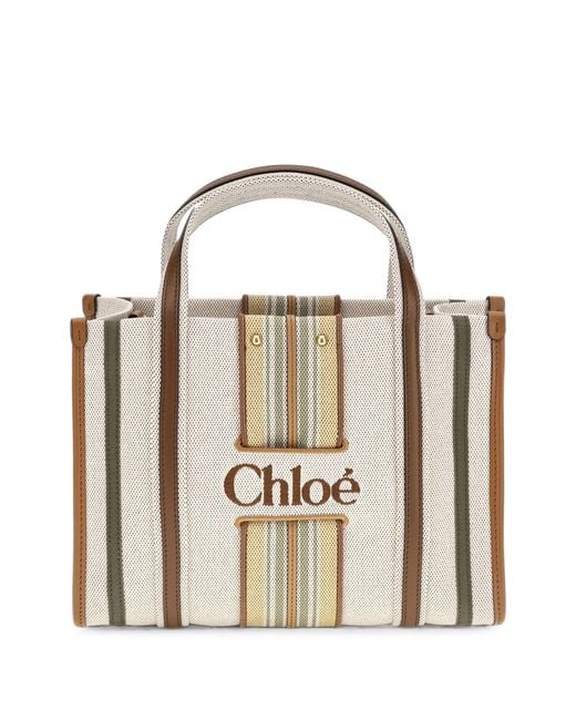 Chloé White Chloe Small Woody Loop Tote Bag