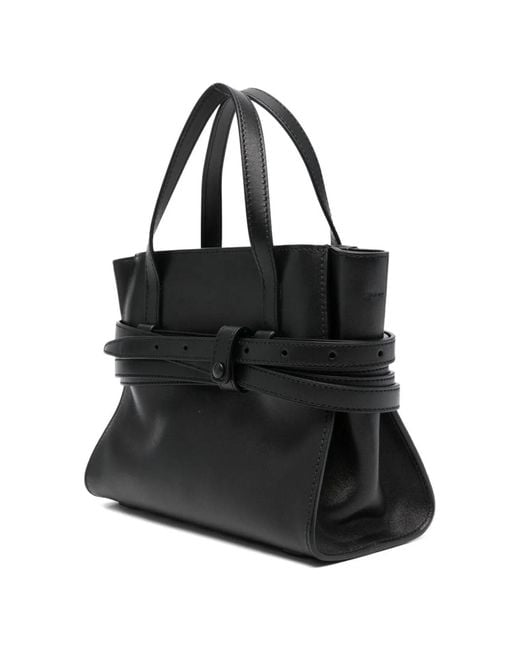 Moschino Couture Black Tie Me Small Leather Handbag