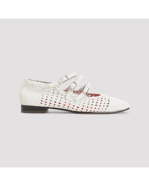 CAREL PARIS White Ariana S. Braided Leather Ballerinas