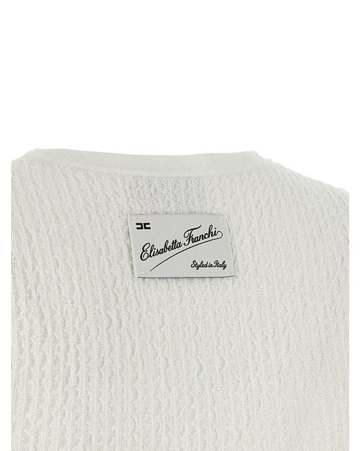 Elisabetta Franchi White Ribbed Crop Top