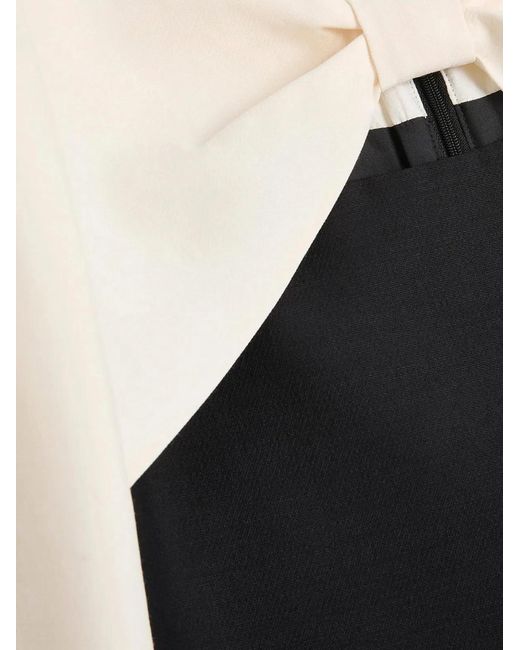 Valentino Garavani Black Crepe Couture Short Dress With Bow And Contrasting Sleeves