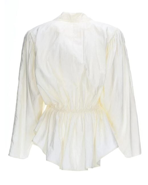 Chloé White Solid Notched Lapel Top