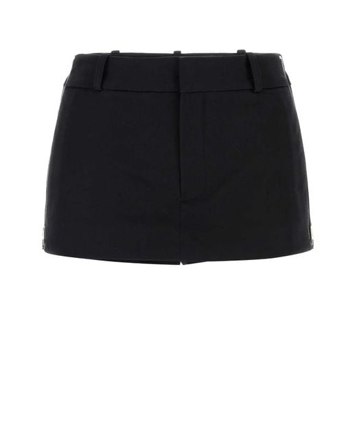 Alexander Wang Black Mid-Rise Mini Skort W/ Side Slit Zippers