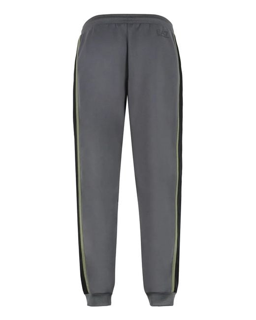 EA7 Gray Techno Fabric Track Pants for men