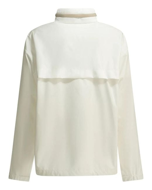 Brunello Cucinelli White Raincoat With Logo