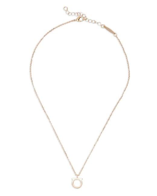 Ferragamo White Tone Gancini Statement Pendant Bijoux