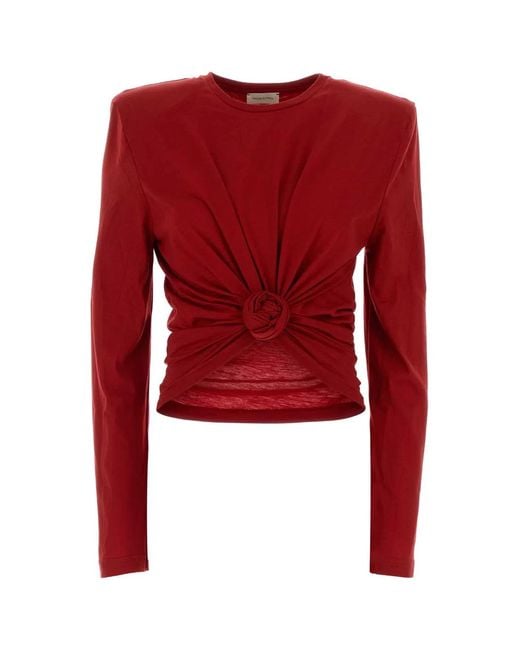 Magda Butrym Red Cotton Blend T-Shirt