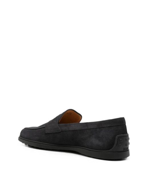 Tod's Black Suede Leather Loafers for men