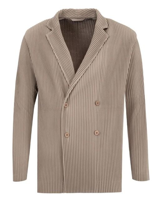 HOMME PLISSÉ Brown Homme Plisse Homme Plisse Issey Miyake Pleated Double-Breasted Blazer for men