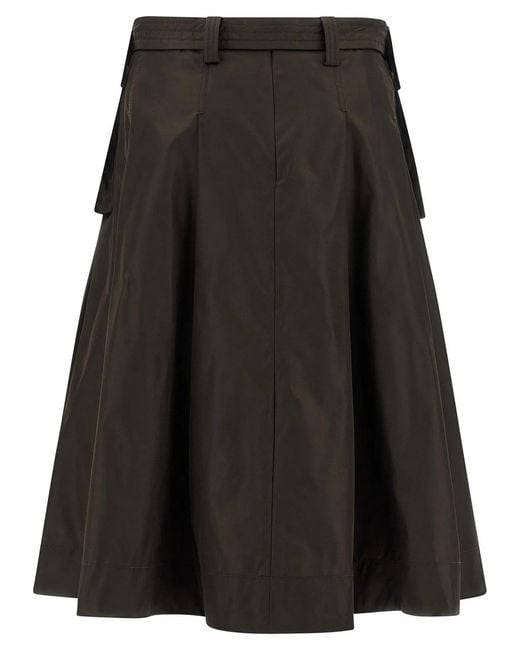 Ganni Black 'Duchesse Nylon Pleated' Skirt