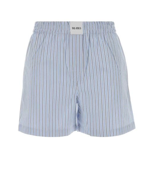 The Attico Blue Embroidered Poplin Shorts